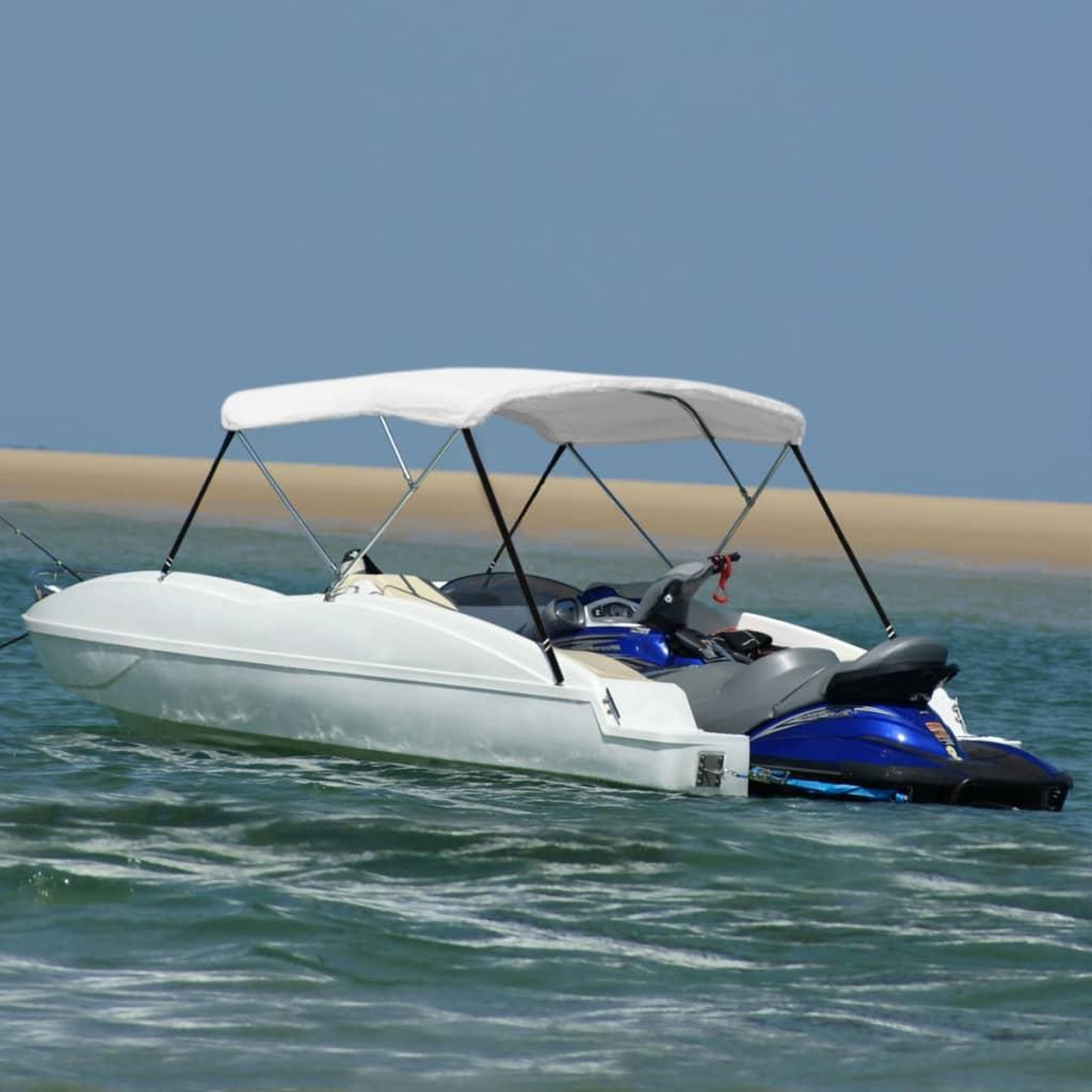 Voir la diapositive 2 : VIDAXL Auvent bimini a 3 arceaux Blanc 183x180x137 cm