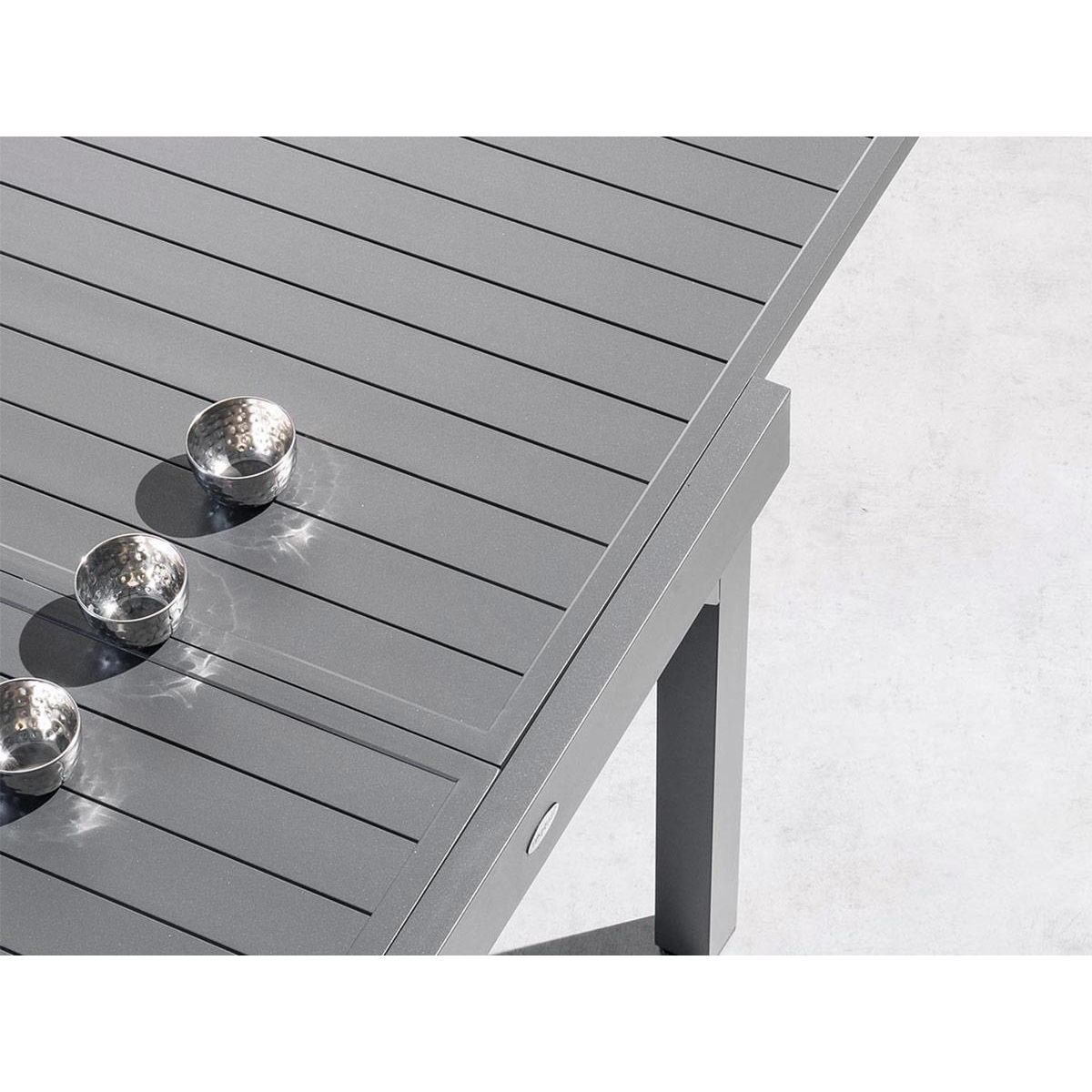 HESPERIDE Table extensible carrée alu Piazza 4/8 places Graphite - Hespéride