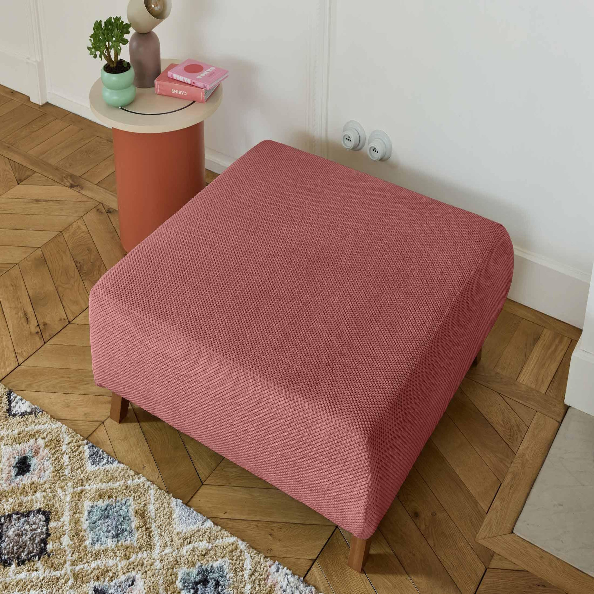 Voir la diapositive 4 : BEST MOBILIER Cristal - pouf modulable - 95 cm - en velours texturé