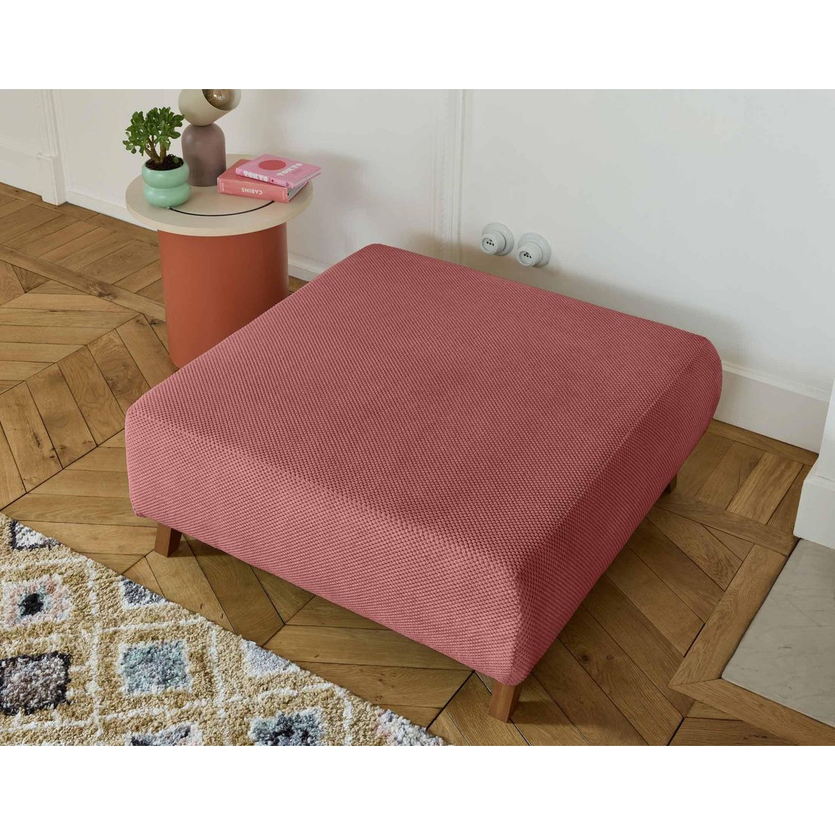 BEST MOBILIER Cristal - pouf modulable - 95 cm - en velours texturé