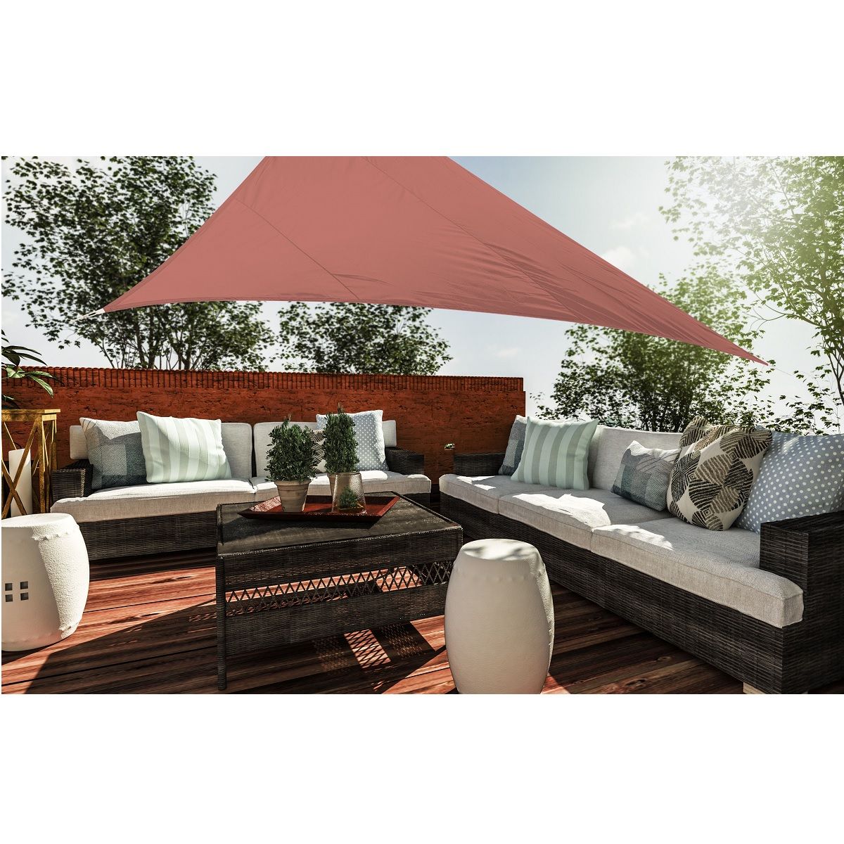 IDEANATURE Voile d'ombrage triangulaire  3X3X3M Terra cota