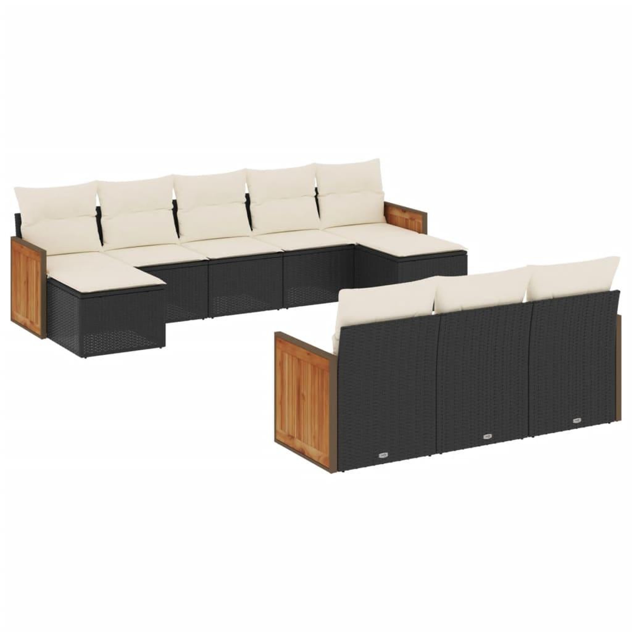 Voir la diapositive 2 : VIDAXL Salon de jardin 10 pcs avec coussins noir resine tressee