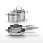 ELO Lot de 3 Poêles 24/28/32 cm Elo Profi Therm Platinum et 2 Faitouts 16/20 cm