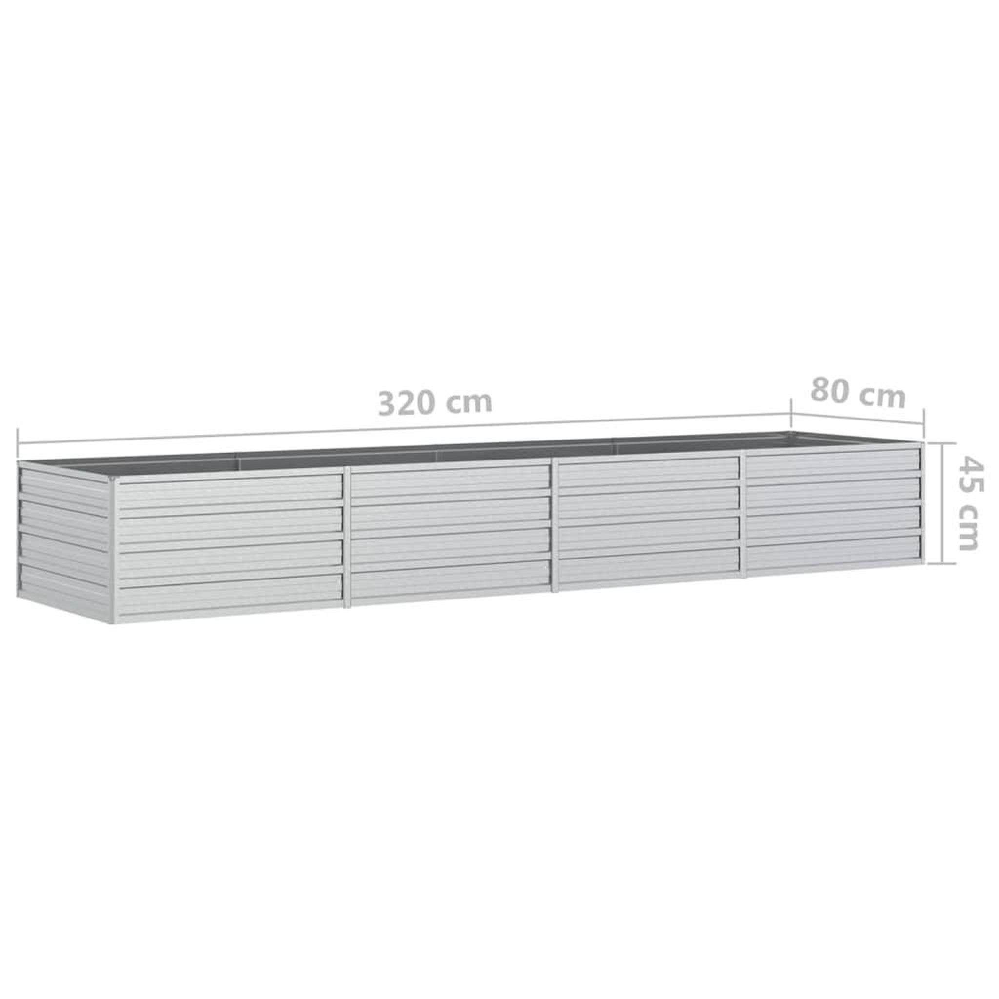 Voir la diapositive 6 : VIDAXL Lit sureleve de jardin 320x80x45 cm Acier galvanise Argente
