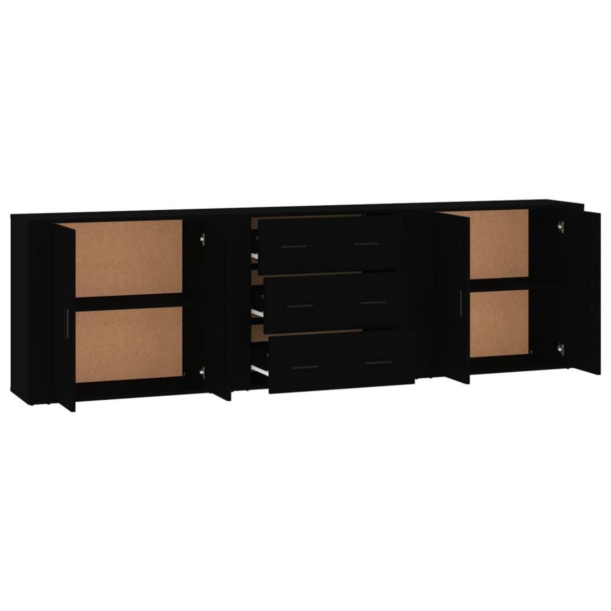 VIDAXL Buffets 3 pcs noir bois d'ingenierie