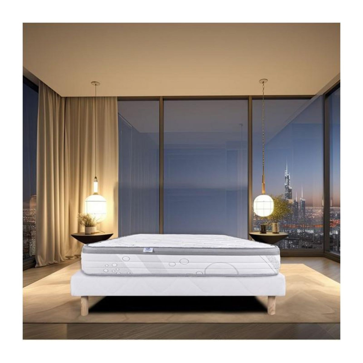 LUXURY LITERIE LUXURY LITERIE - Ensemble matelas + sommier - RELAXATION - 140 x 190 cm - Tapissier - Ferme - Face été/hiver
