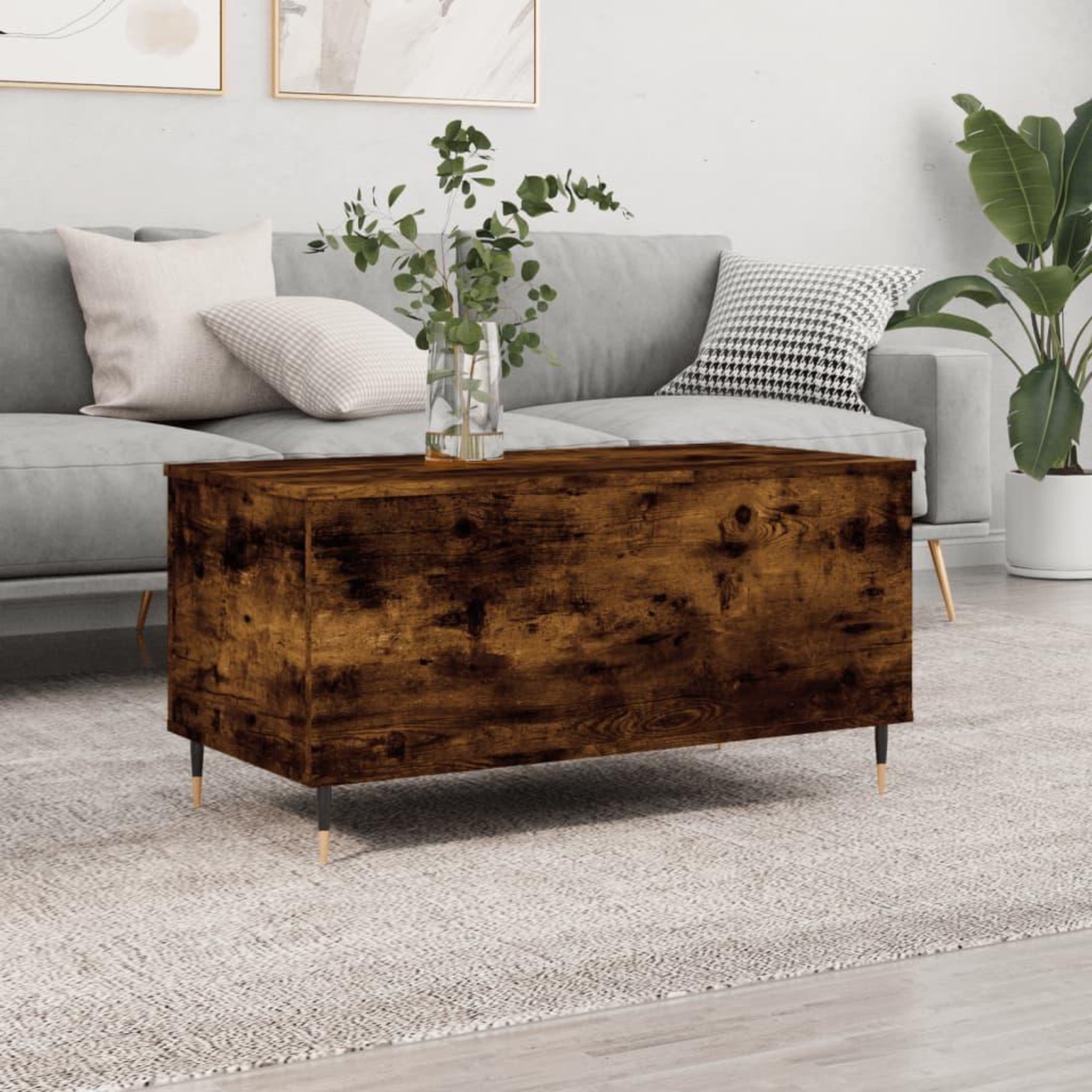 VIDAXL Table basse Chene fume 90x44,5x45 cm Bois d'ingenierie