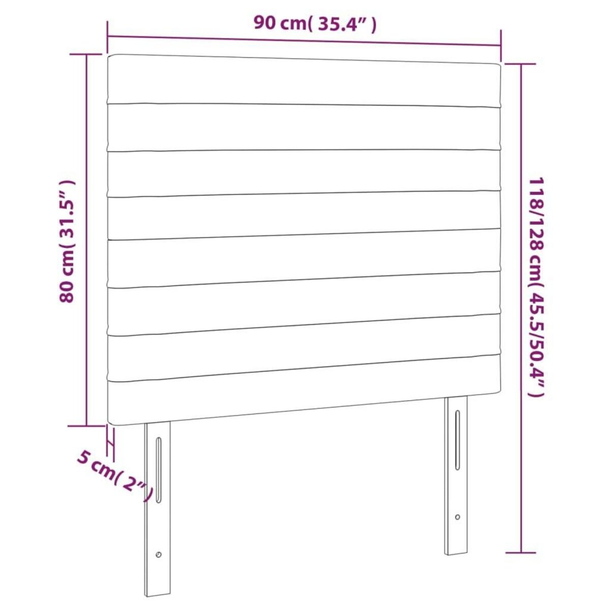 VIDAXL Tete de lit a LED Gris fonce 90x5x118/128 cm Velours