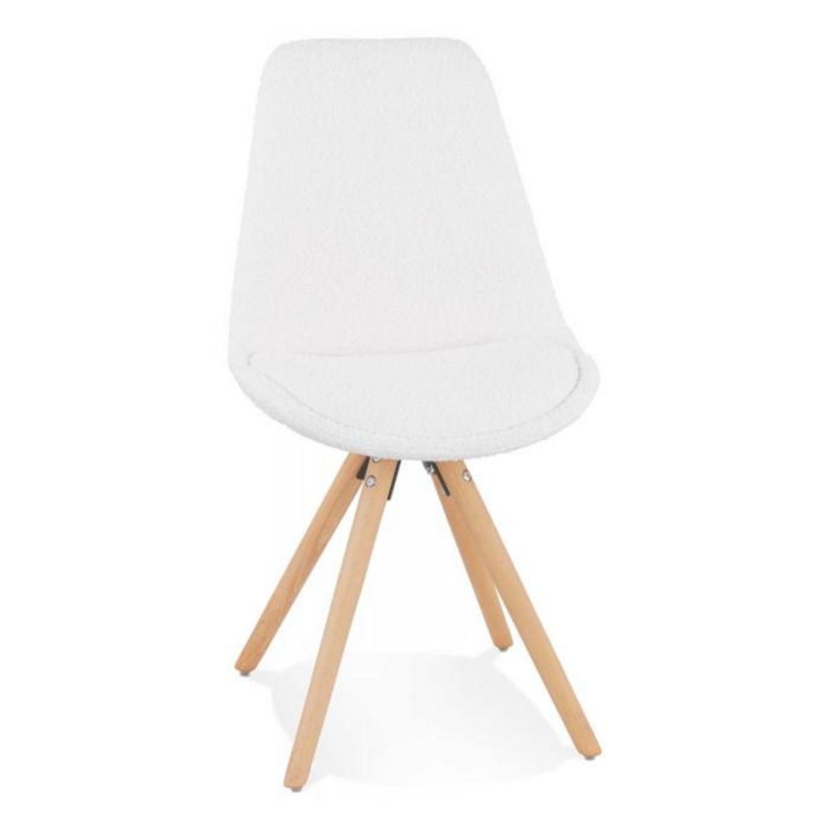 Paris Prix Chaise Design en Tissu Bouclé  Alisa  82cm Blanc & Naturel