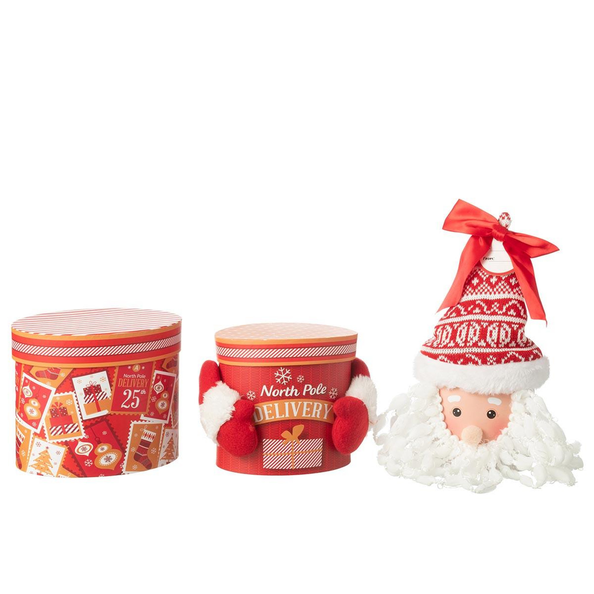 Voir la diapositive 2 : J-LINE Boîte cadeau père noël  delivery  47cm rouge