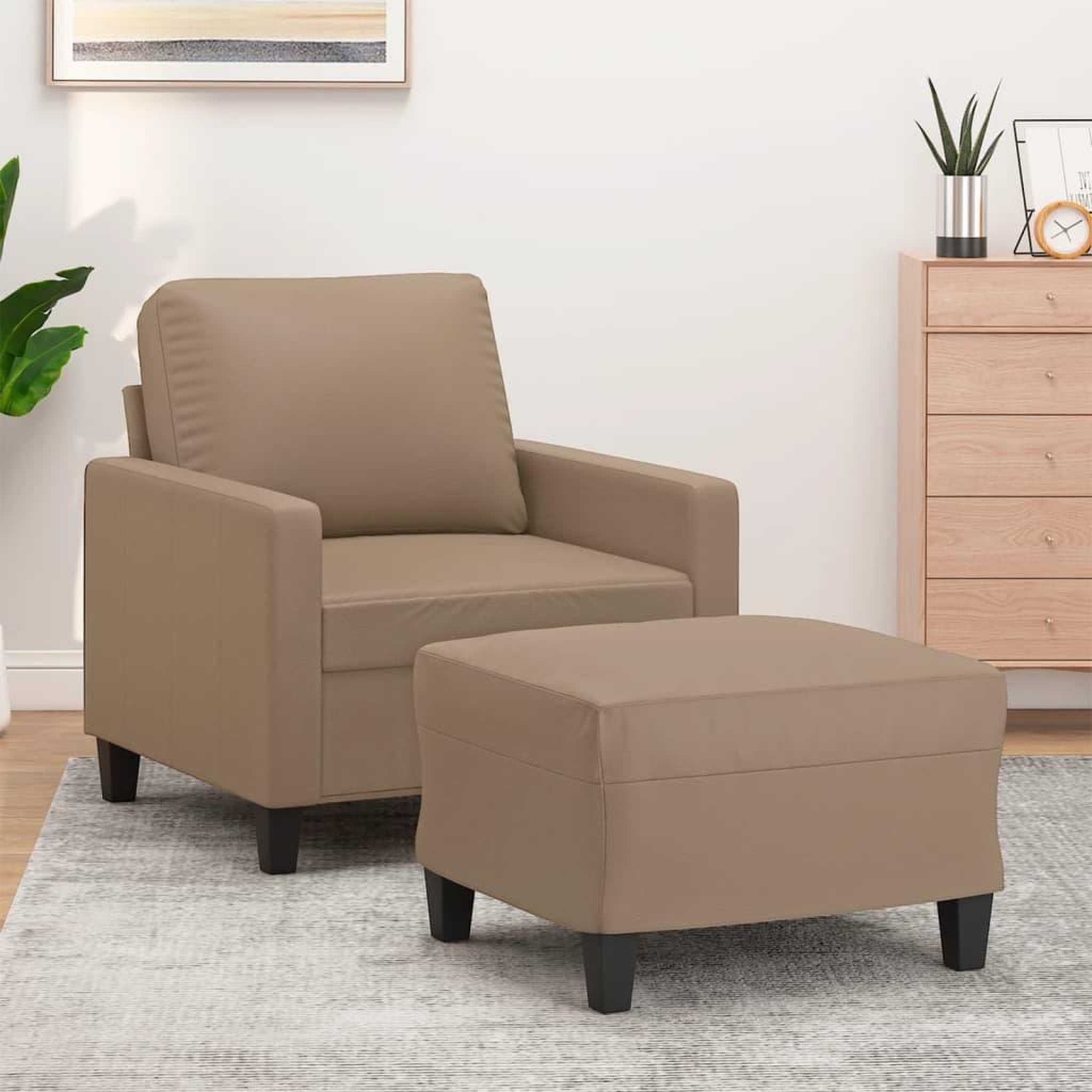 VIDAXL Fauteuil avec repose-pied Cappuccino 60 cm Similicuir