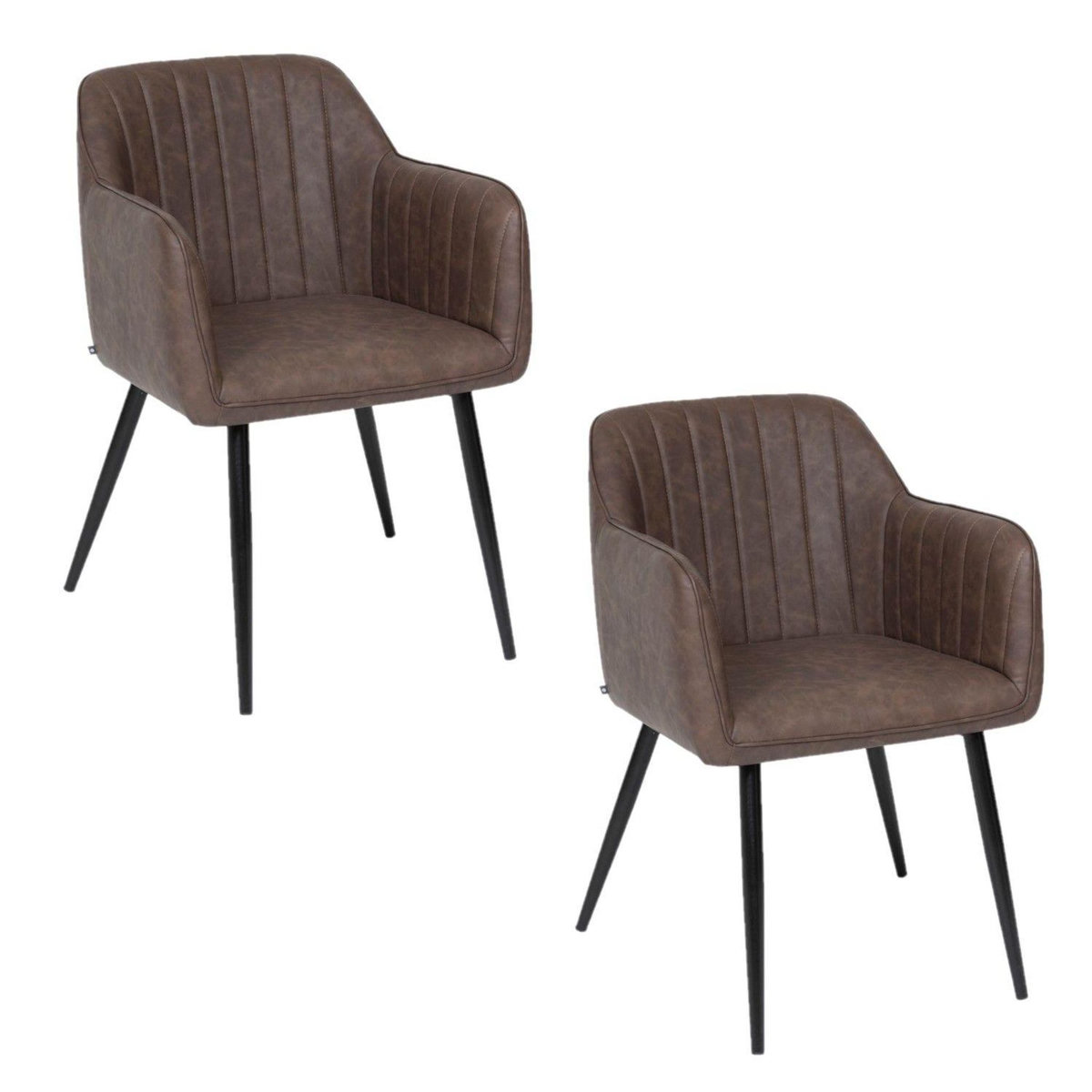 ATMOSPHERA Lot de 2 fauteuils à diner effet cuir VISOCA - Marron