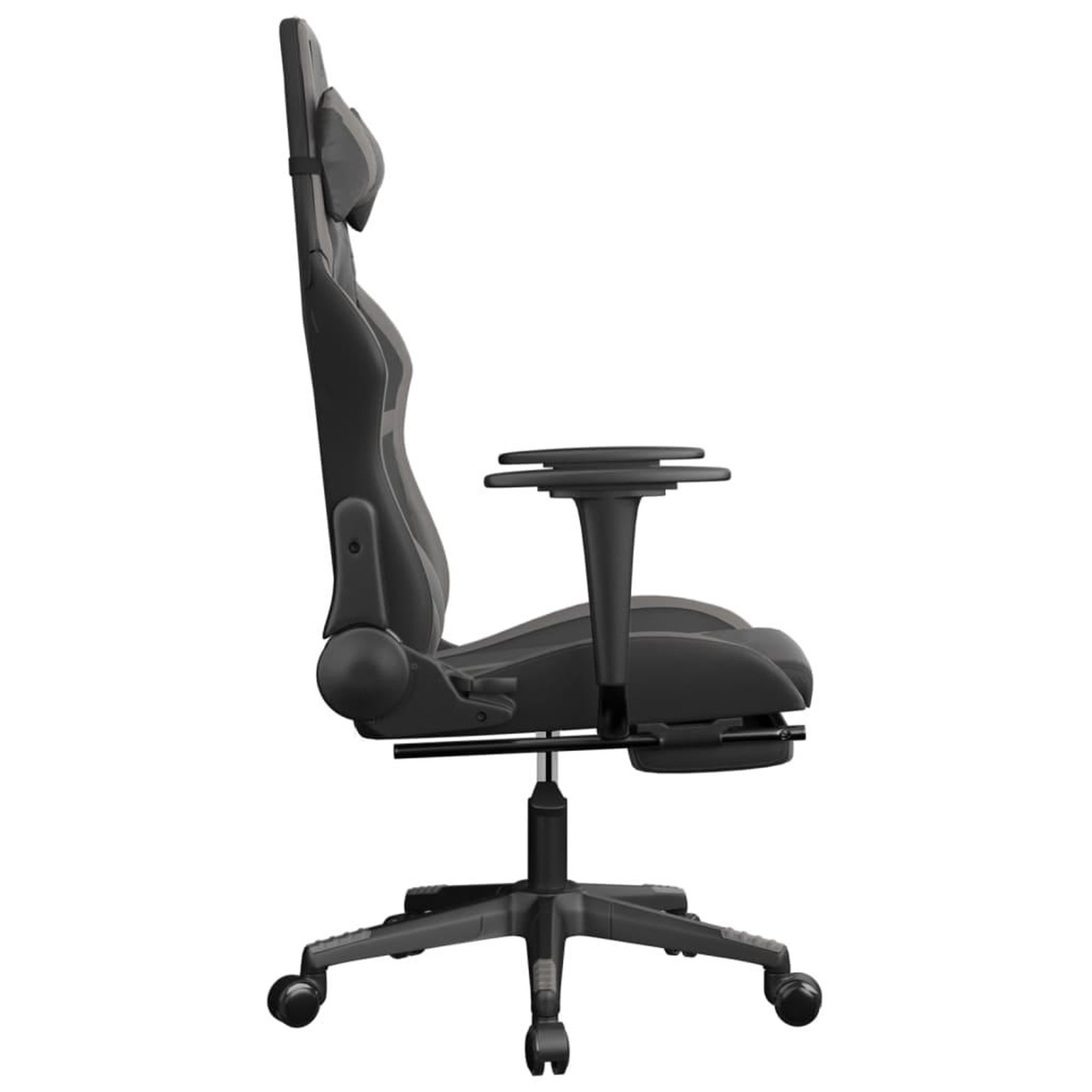 Voir la diapositive 4 : VIDAXL Chaise de jeu avec repose-pied Noir et gris Similicuir