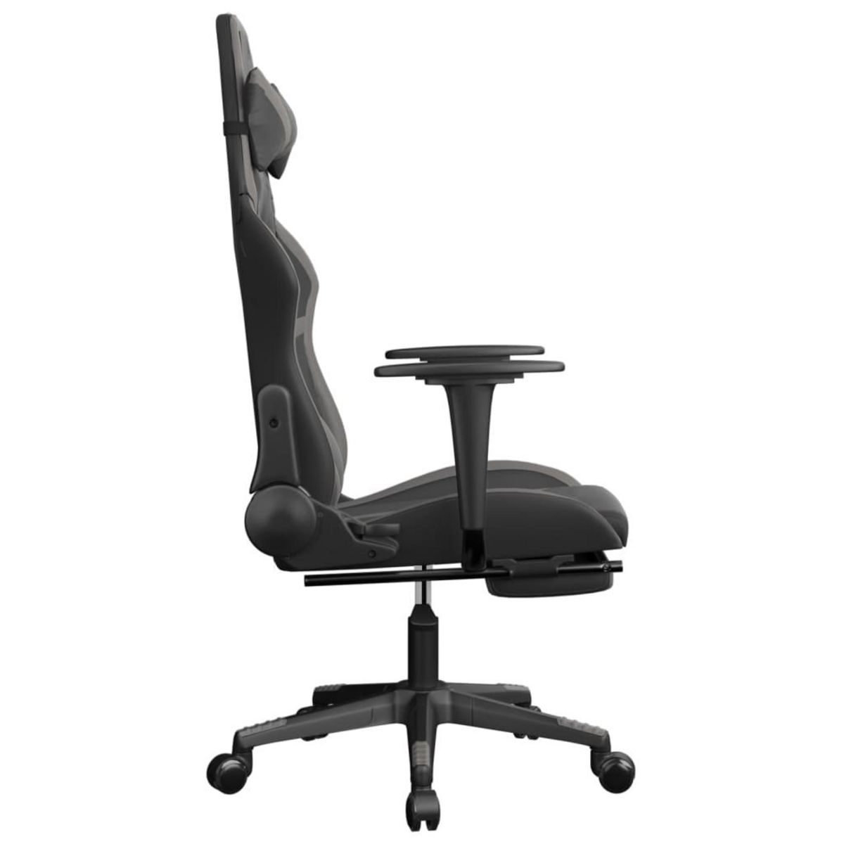 VIDAXL Chaise de jeu avec repose-pied Noir et gris Similicuir