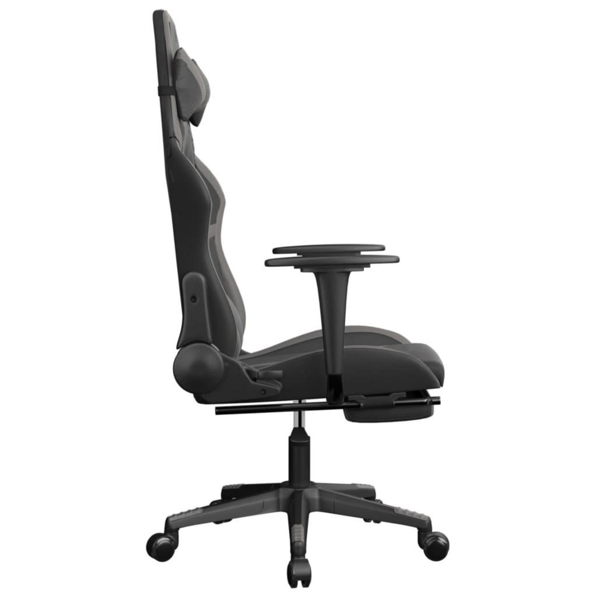 VIDAXL Chaise de jeu avec repose-pied Noir et gris Similicuir