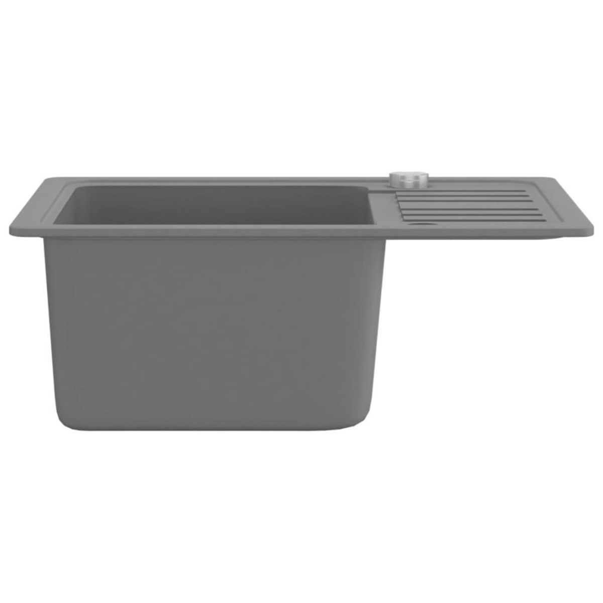 VIDAXL Evier de cuisine en granit Bac unique Gris