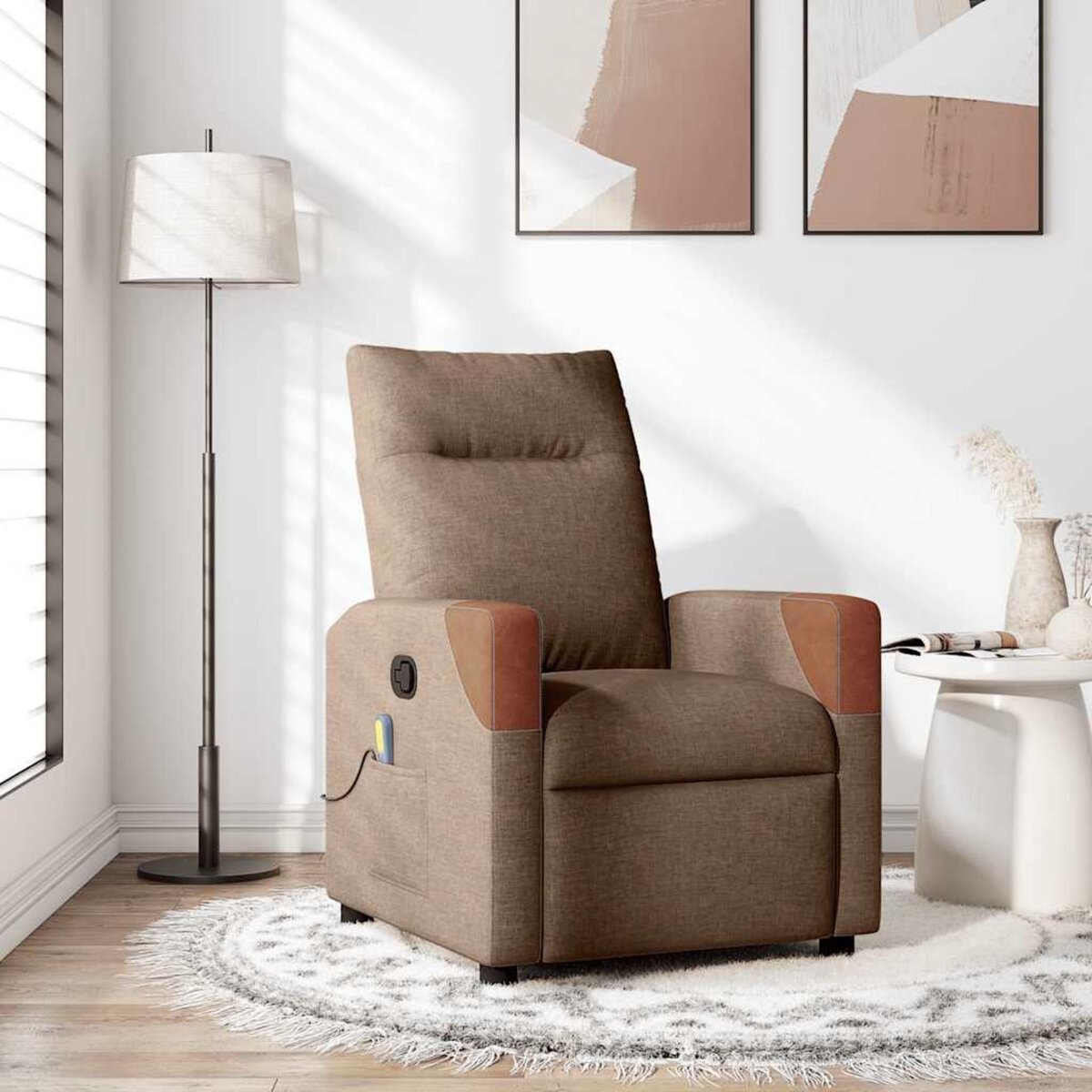 VIDAXL Fauteuil de massage inclinable Marron Tissu