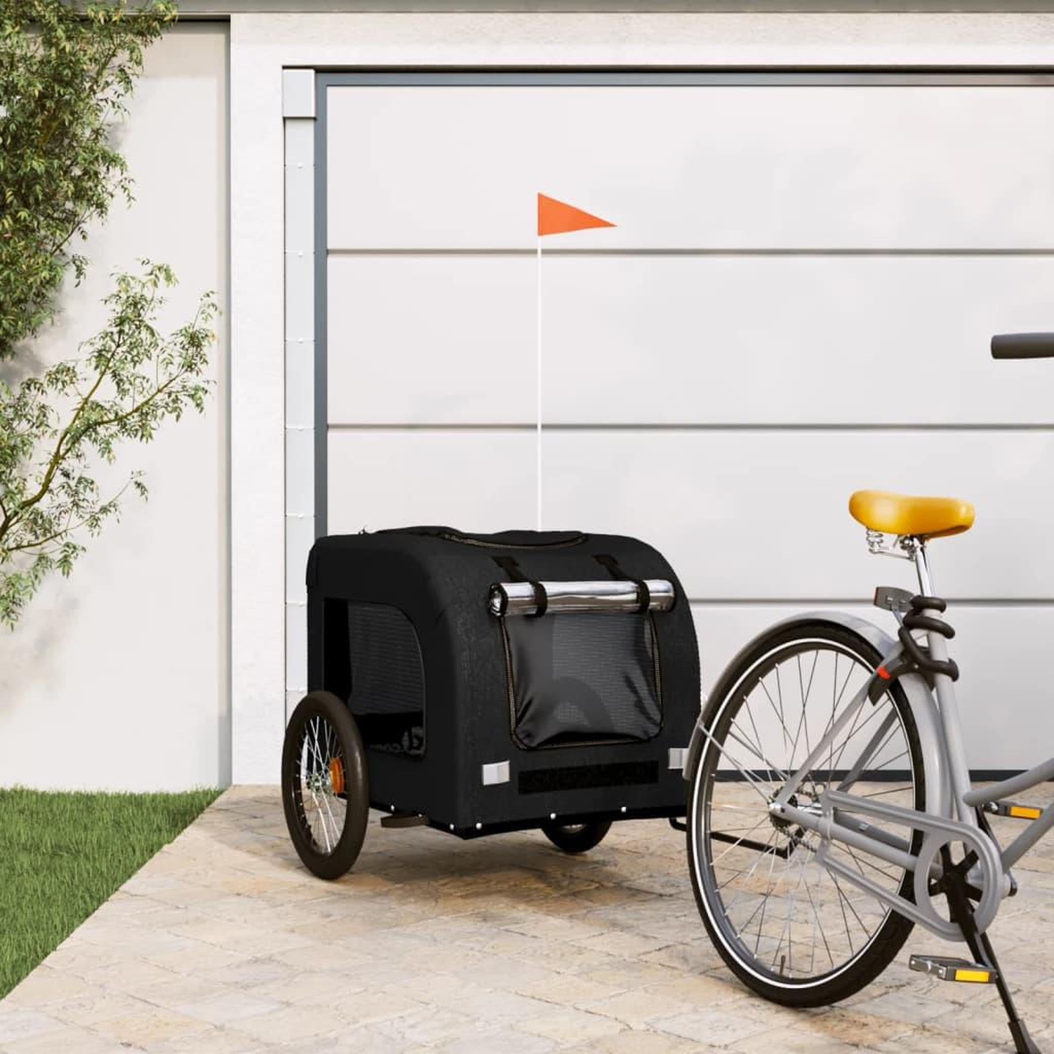 VIDAXL Remorque de velo pour animaux de compagnie noir