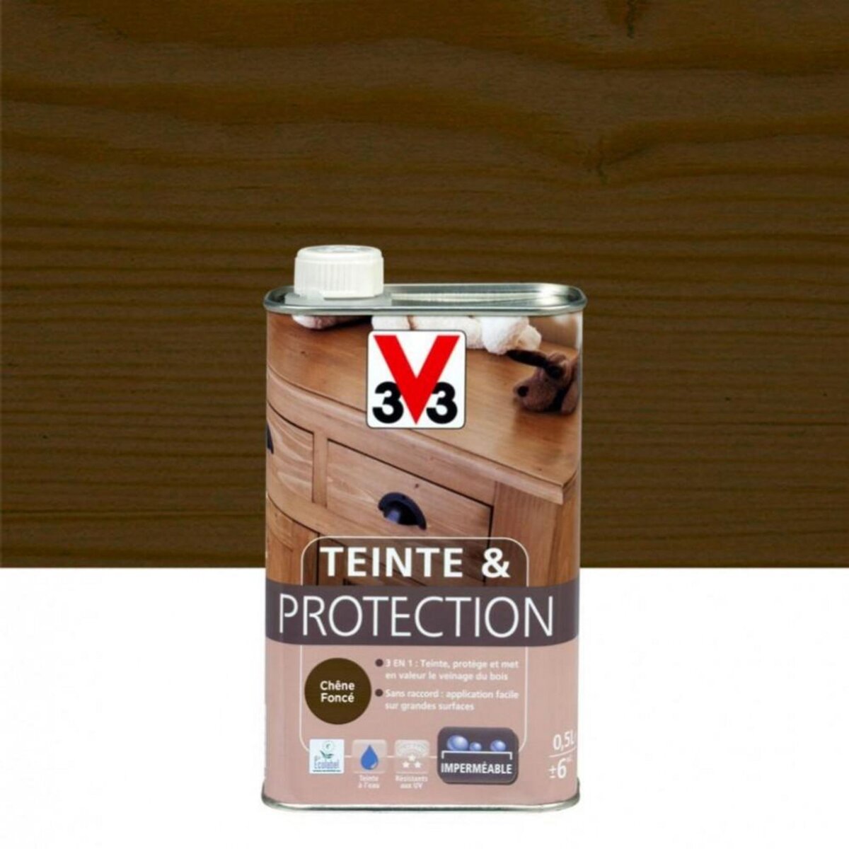 CENTRALE BRICO Teinte et protection V33, 0.5 l, chêne foncé mat