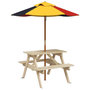 Voir la diapositive 2 : VIDAXL Table de pique-nique pour 4 enfants avec parasol bois de sapin