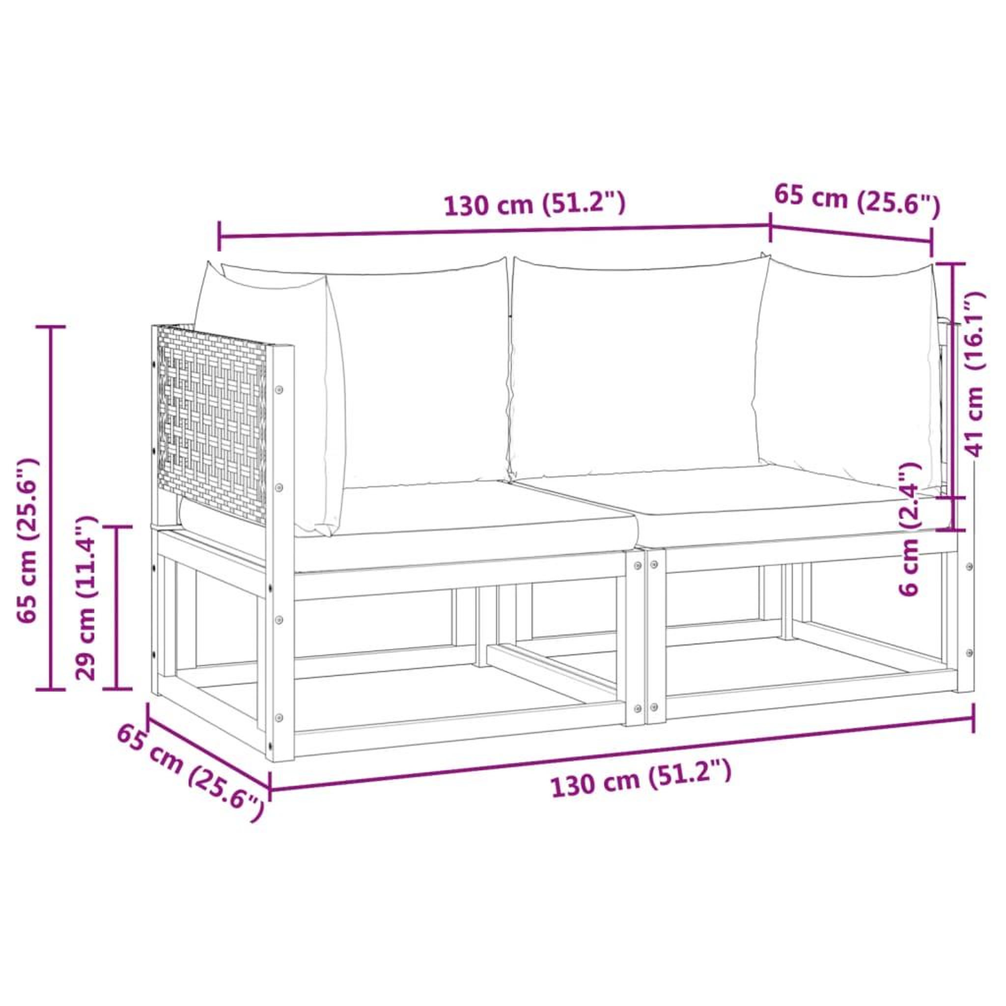 Voir la diapositive 6 : VIDAXL Canapes d'angle de jardin et coussins 2pcs bois massif d'acacia