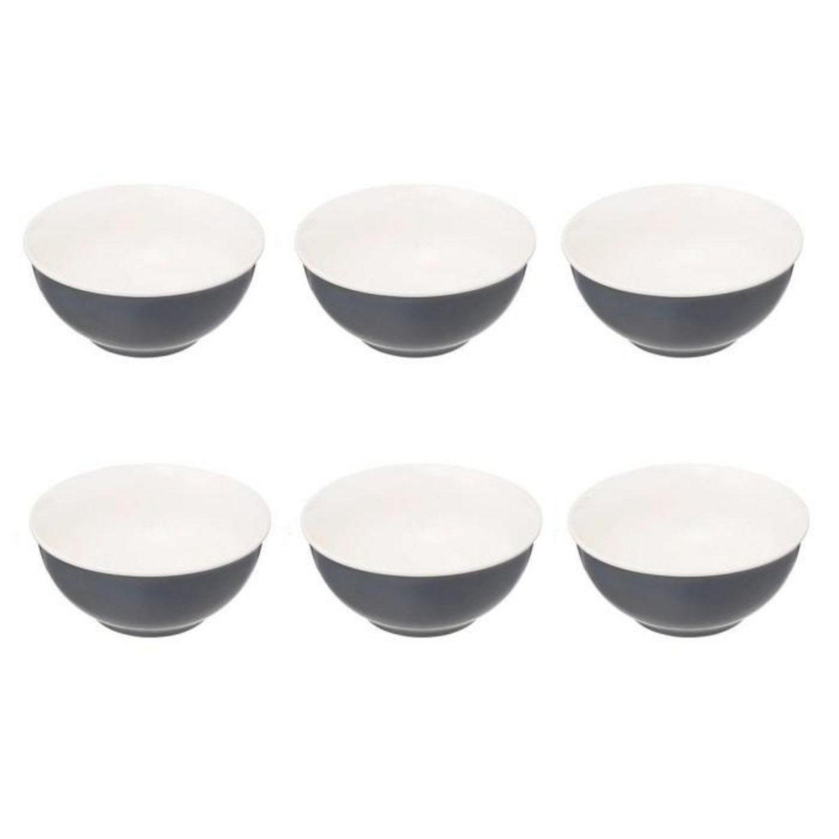 SECRET DE GOURMET Lot de 6 Bols en Porcelaine  Nature  52cl Bleu Gris