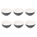 SECRET DE GOURMET Lot de 6 Bols en Porcelaine  Nature  52cl Bleu Gris