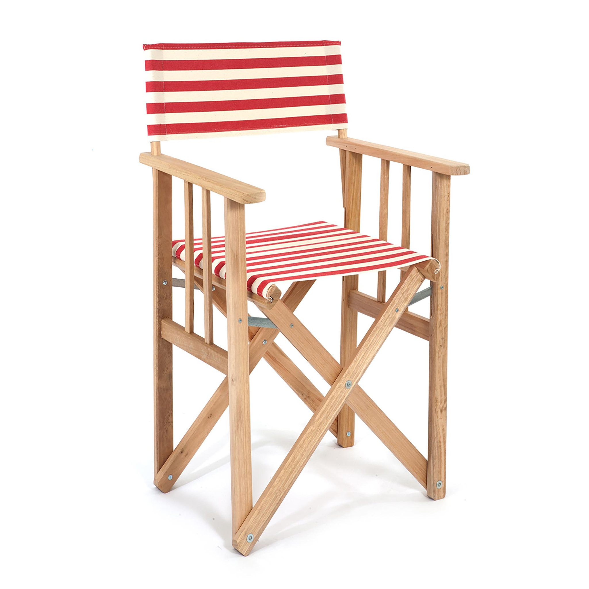 Voir la diapositive 4 : City Garden Fauteuil de jardin pliable en bois et coton rayé rouge LONA