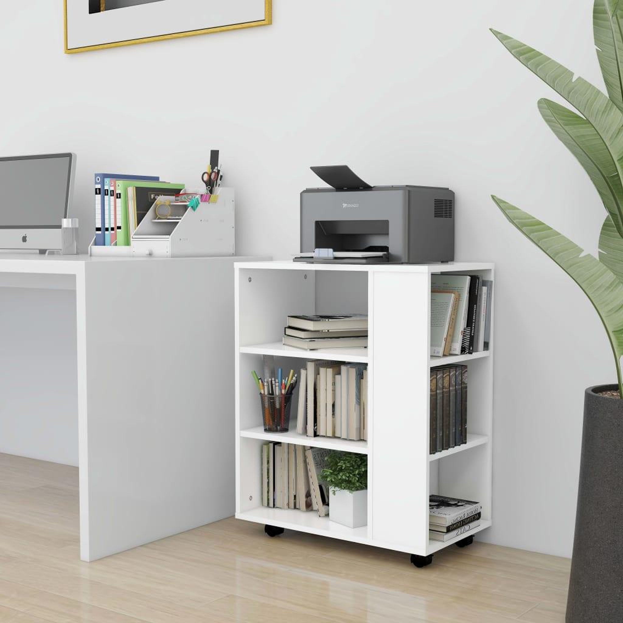 Voir la diapositive 1 : VIDAXL Armoire a roulettes Blanc 60x35x75 cm Bois d'ingenierie