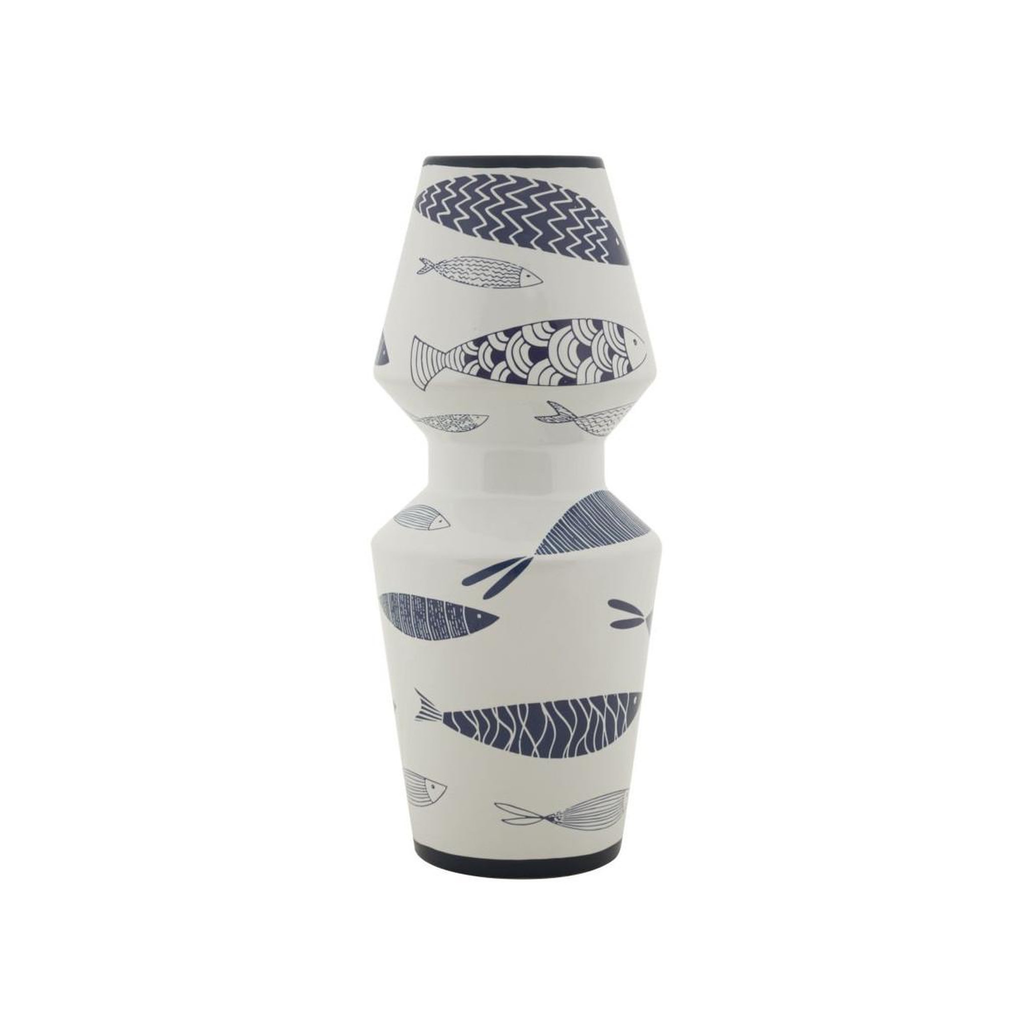 Paris Prix Vase double en céramique  poissons  34cm multicolore