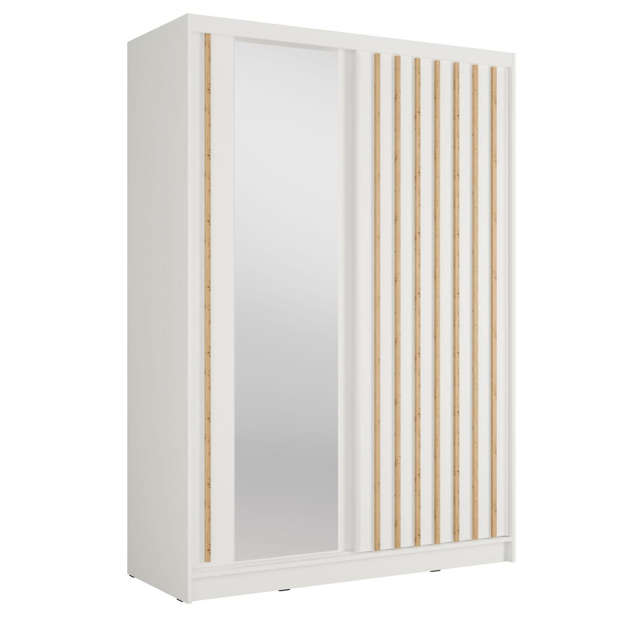 JLC KREATION Armoire dressing moderne blanc et bois 155cm celia