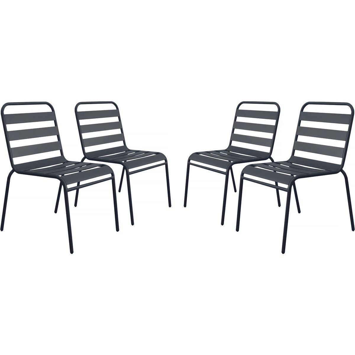 Habitat et Jardin Lot de 4 chaises de jardin en métal empilables  Bilbao  - Gris
