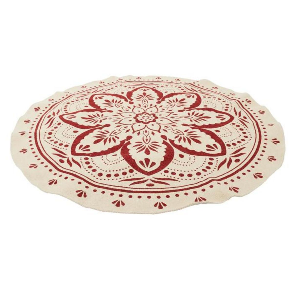 Paris Prix Tapis Rond Imprimé  Mandala  120cm Terracotta