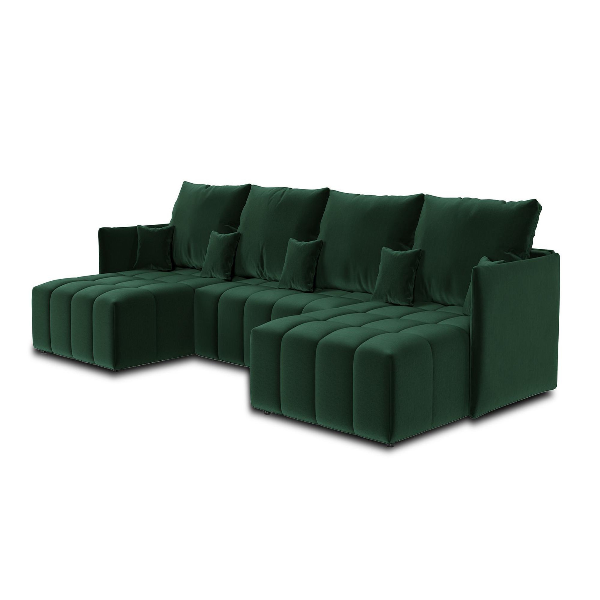 Voir la diapositive 4 : BEST MOBILIER Petra - canapé panoramique en u - 7 places - convertible - avec coffre - en velours