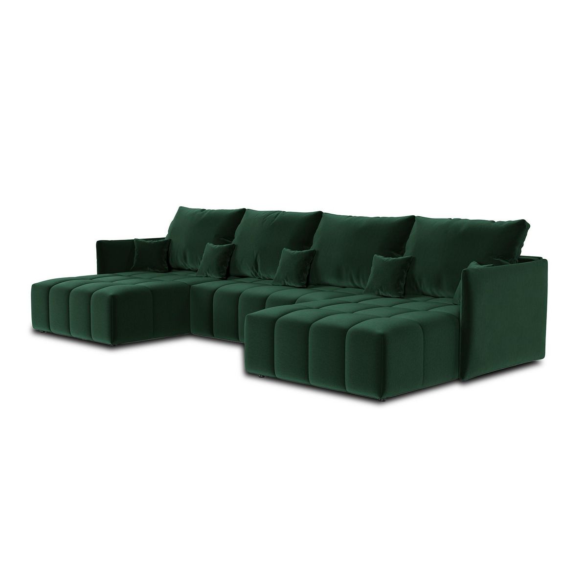 BEST MOBILIER Petra - canapé panoramique en u - 7 places - convertible - avec coffre - en velours