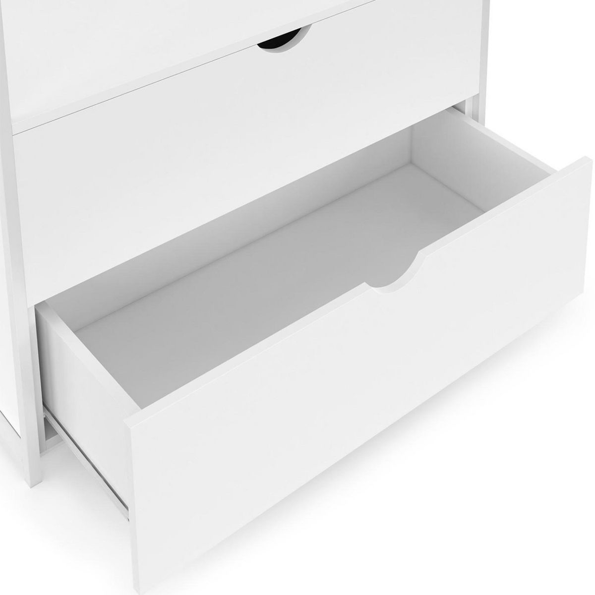 ID MARKET Dressing penderie 2 tiroirs L. 80 cm BROOKLYN bois blanc et métal blanc