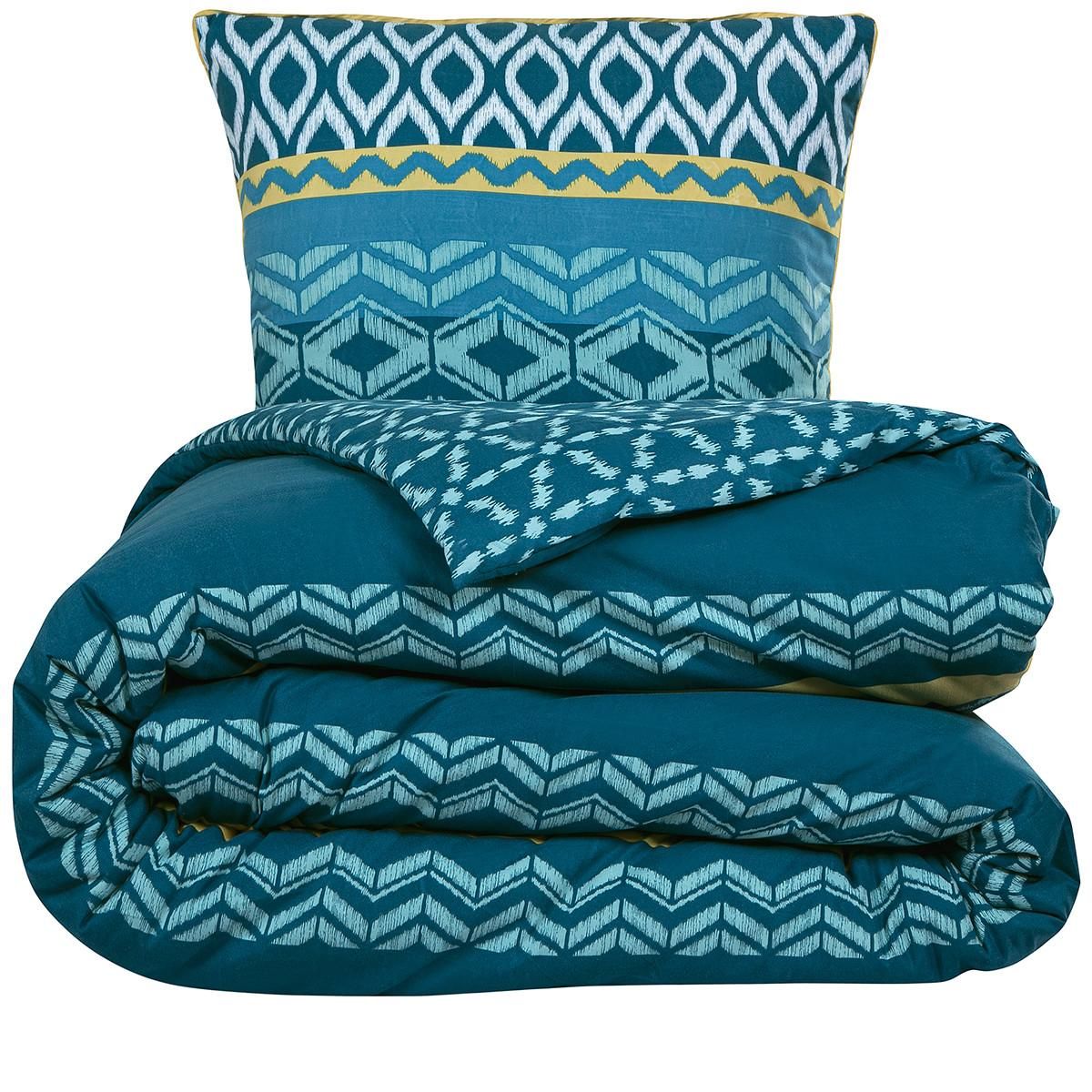 FUTURE HOME Parure de lit double ethnique en microfibre lavée