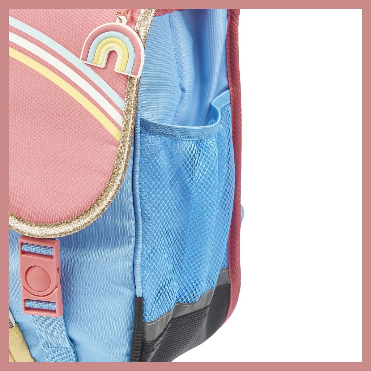 AUCHAN Cartable à roulettes rose et bleu ARC EN CIEL