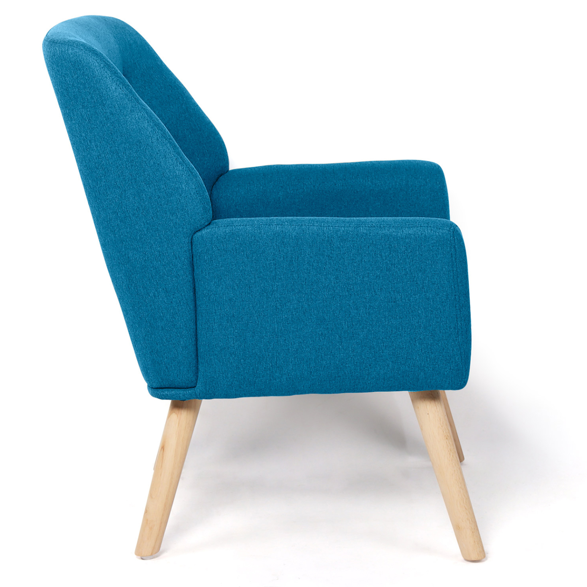 Voir la diapositive 3 : ID MARKET Fauteuil scandinave nat en tissu bleu canard