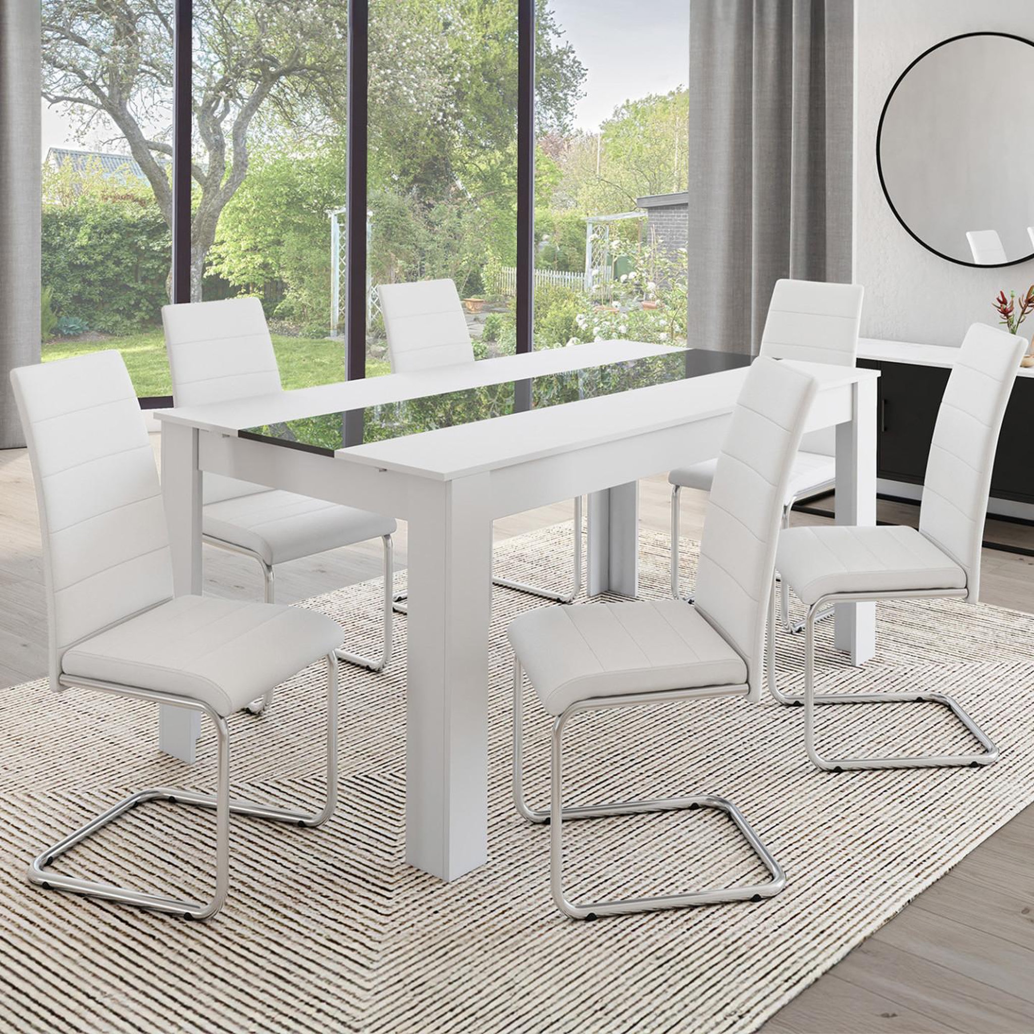 Voir la diapositive 2 : ID MARKET Lot de 6 chaises mia blanches pour salle à manger