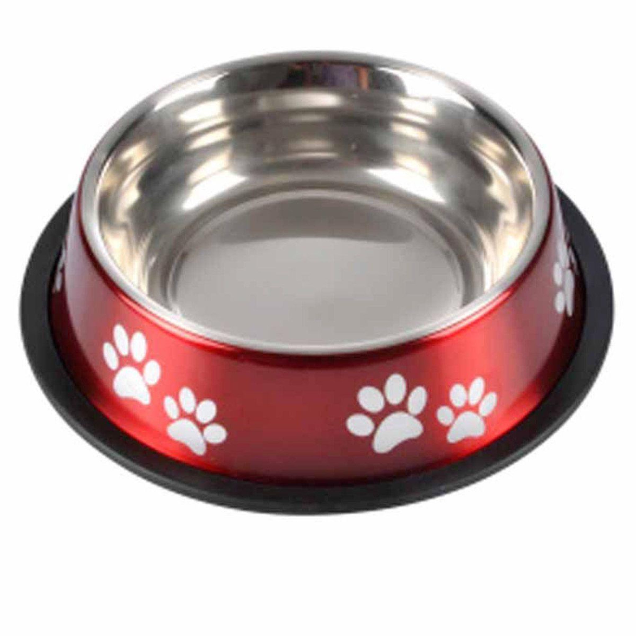 HOMEA Gamelle antidérapante chien & chat  pattes  21cm rouge