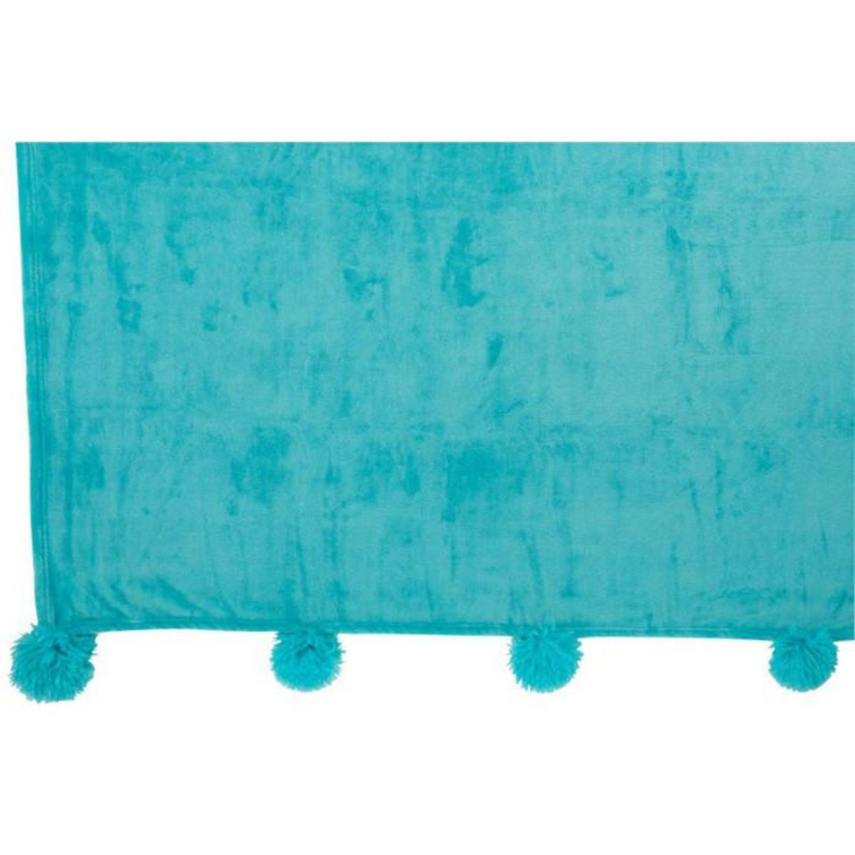 Paris Prix Plaid Déco à Pompons  Polyes  130x170cm Bleu Azur