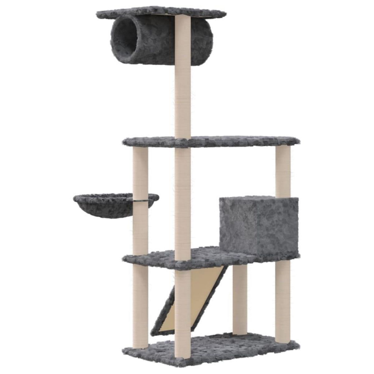 VIDAXL Arbre a chat avec griffoirs en sisal Gris fonce 131 cm