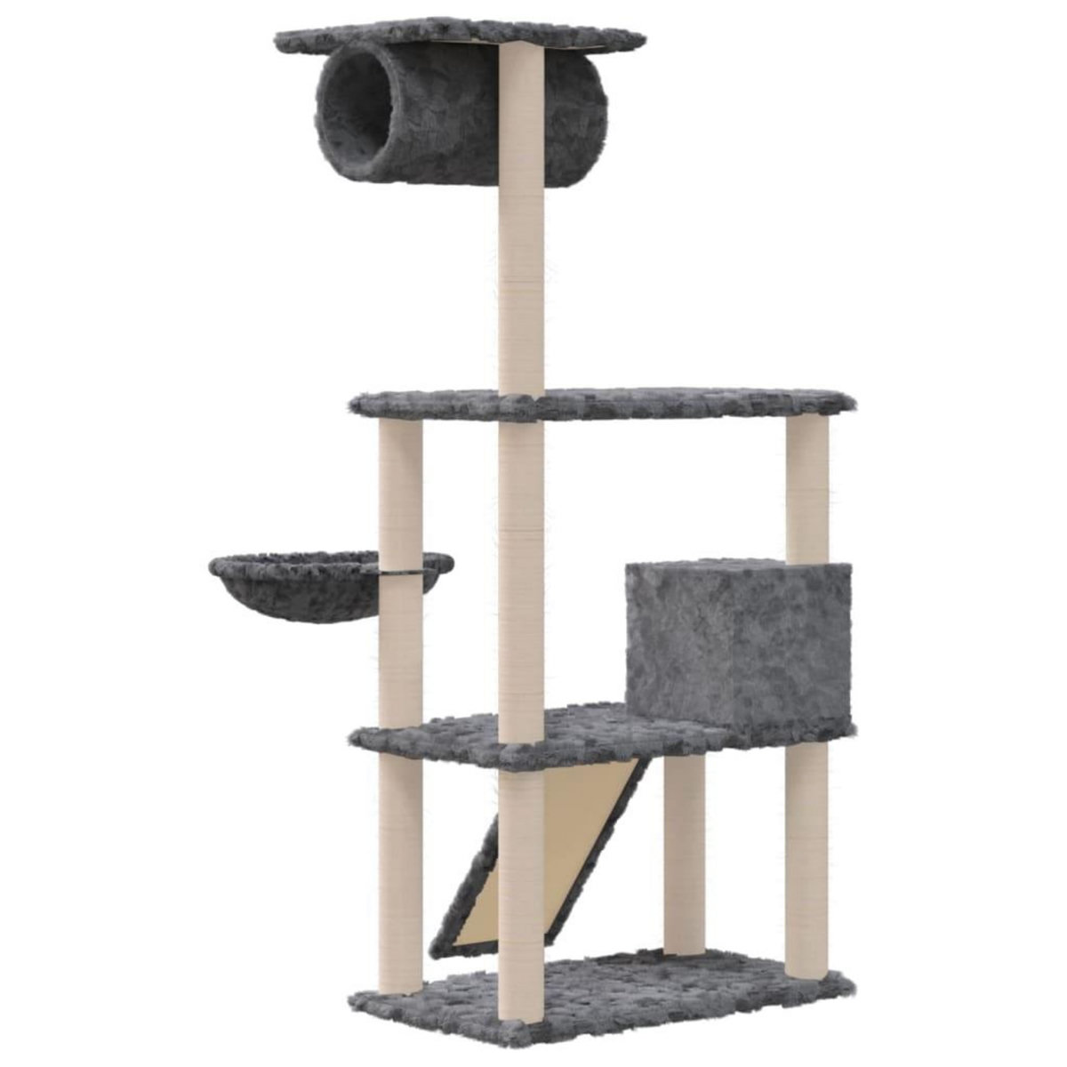 VIDAXL Arbre a chat avec griffoirs en sisal Gris fonce 131 cm