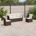 VIDAXL Salon de jardin avec coussins 5 pcs marron resine tressee