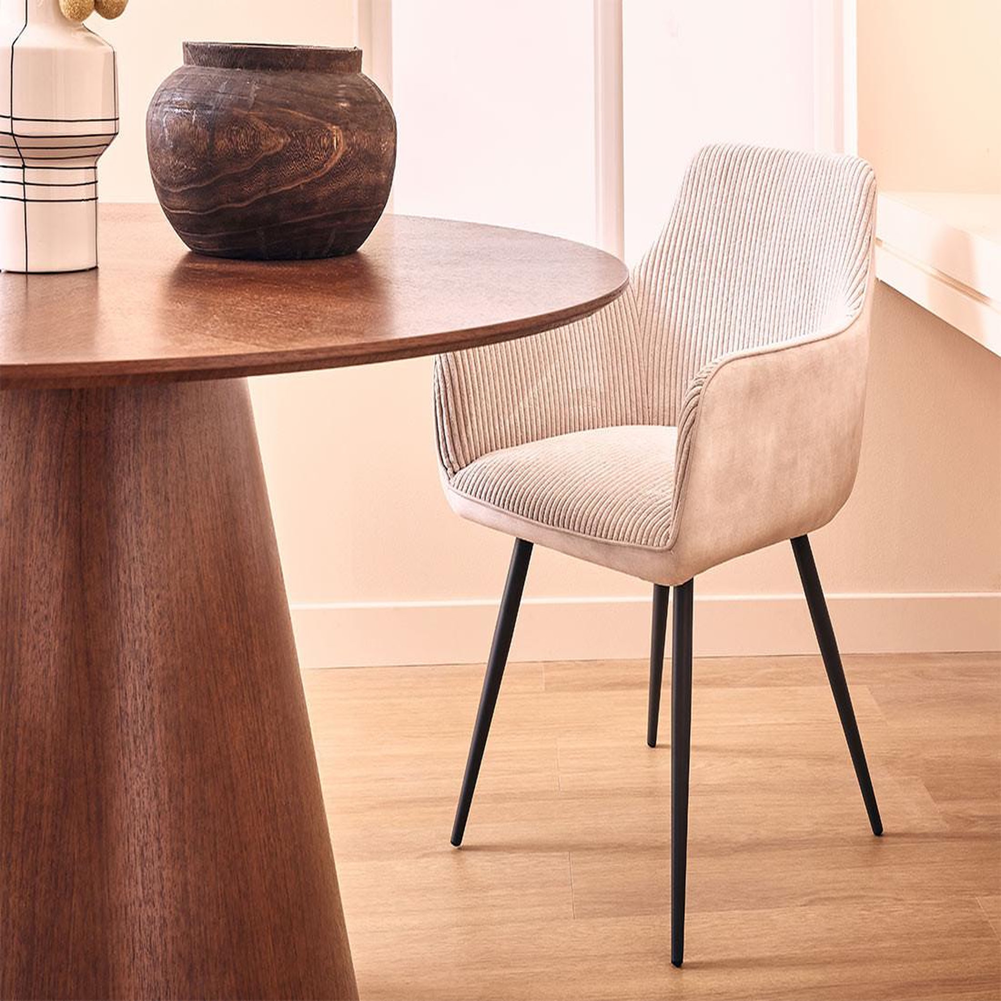 Voir la diapositive 3 : BEST MOBILIER Lormi - lot de 2 fauteuils - en velours côtelé et velours - beige