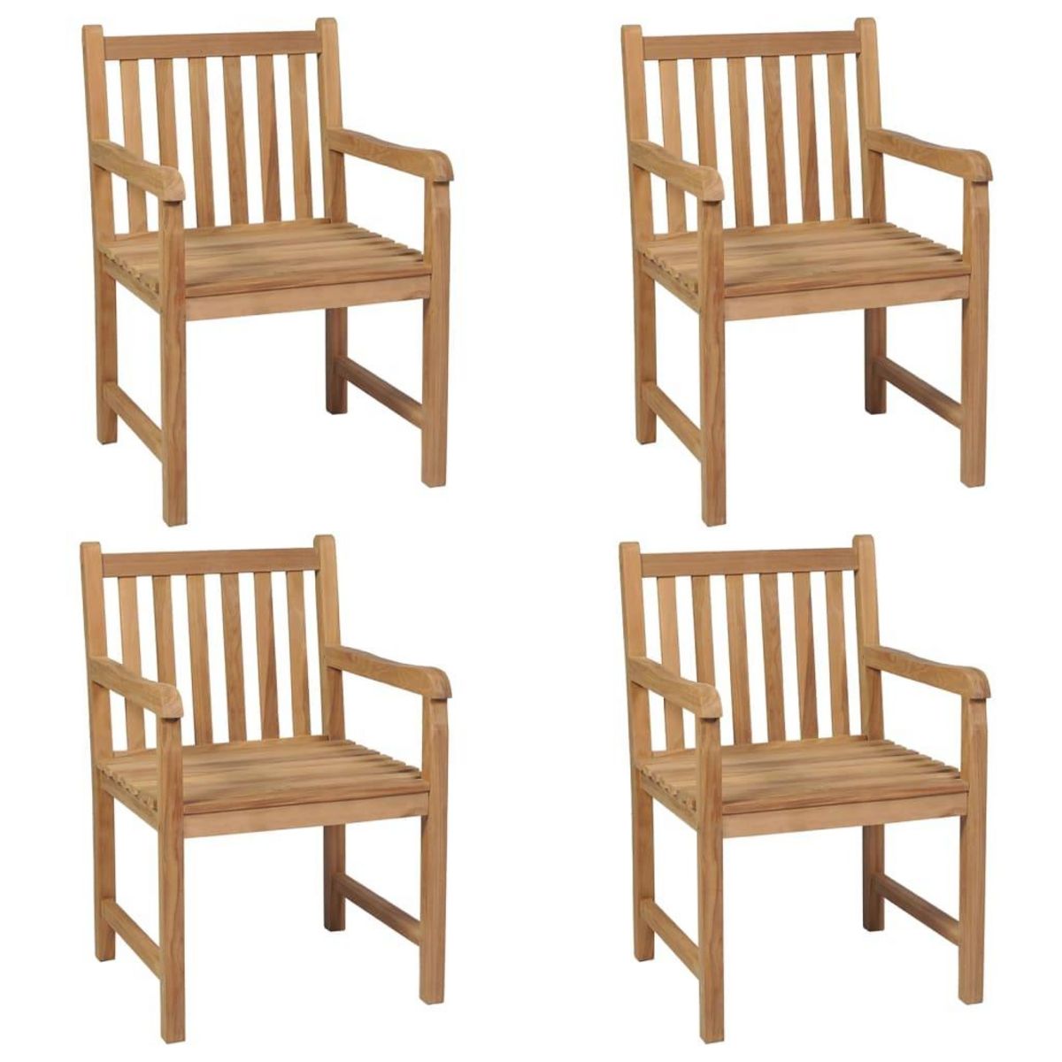VIDAXL Chaises de jardin lot de 4 et coussins blanc creme Teck solide