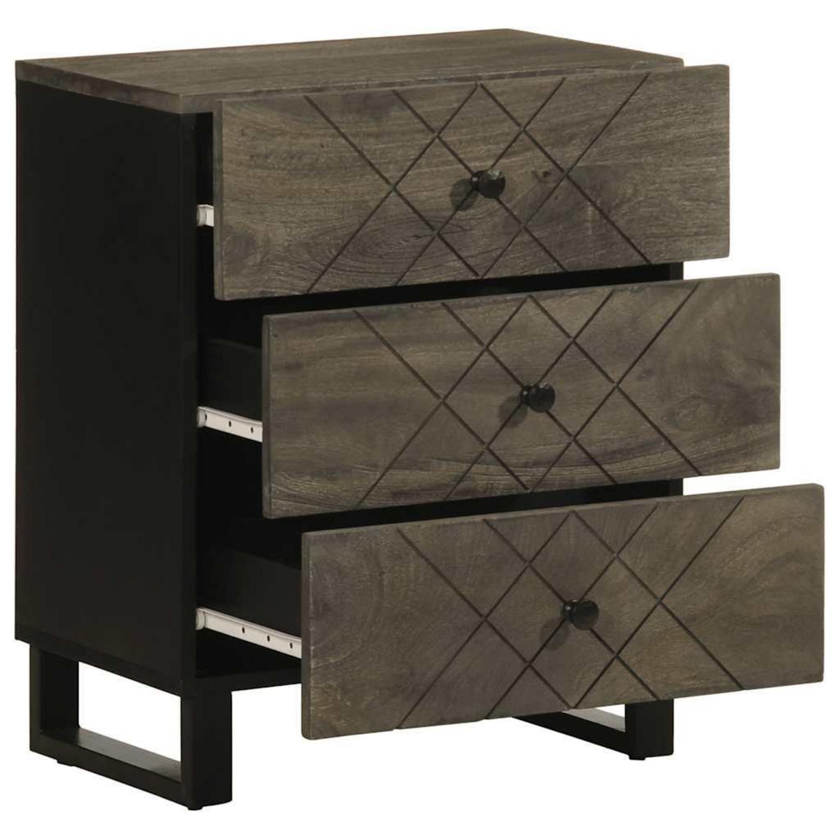 VIDAXL Table de chevet noir 50x33x62 cm bois de manguier solide