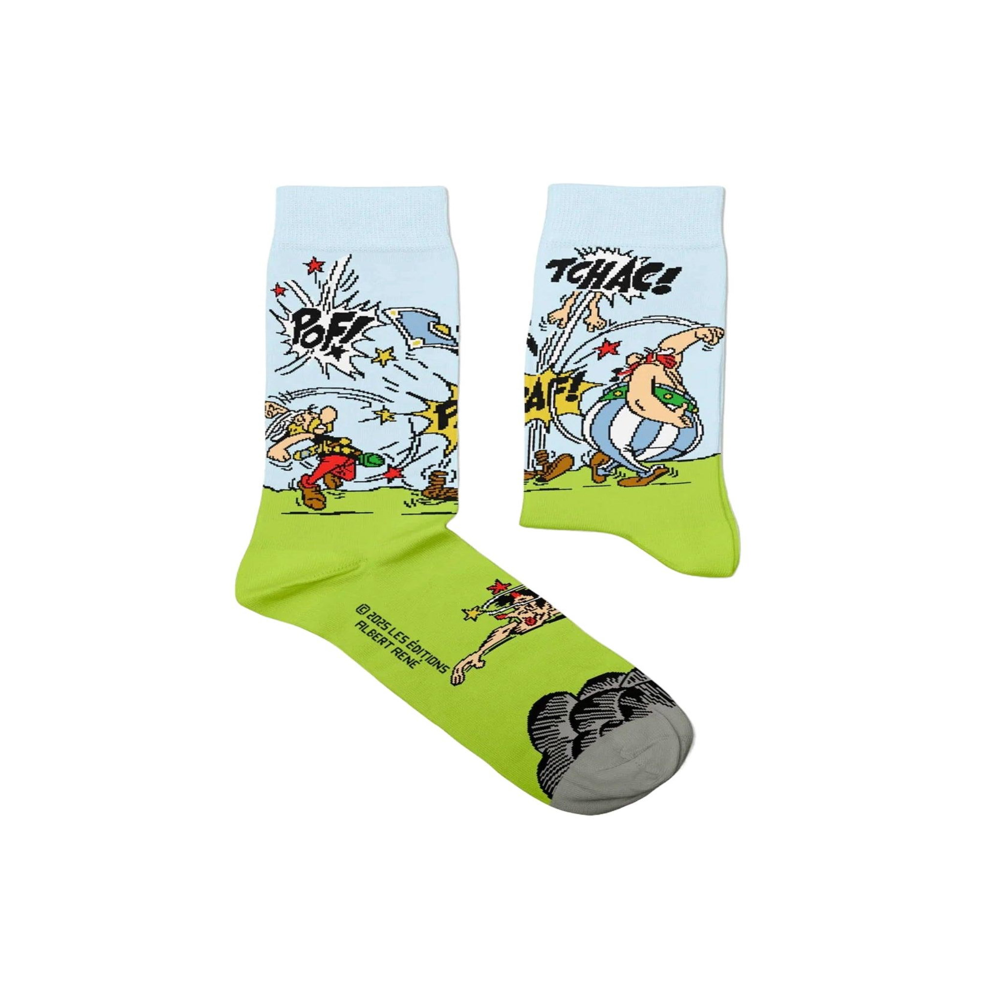 SOCK AFFAIRS Chaussettes astérix, la bataille. Coloris disponibles : Multicolore