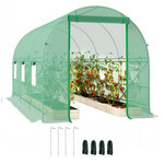 OUTSUNNY Serre de jardin tunnel surface sol 8 m² 4 x 2 x 2 m châssis tubulaire renforcé 18 mm 6 fenêtres vert